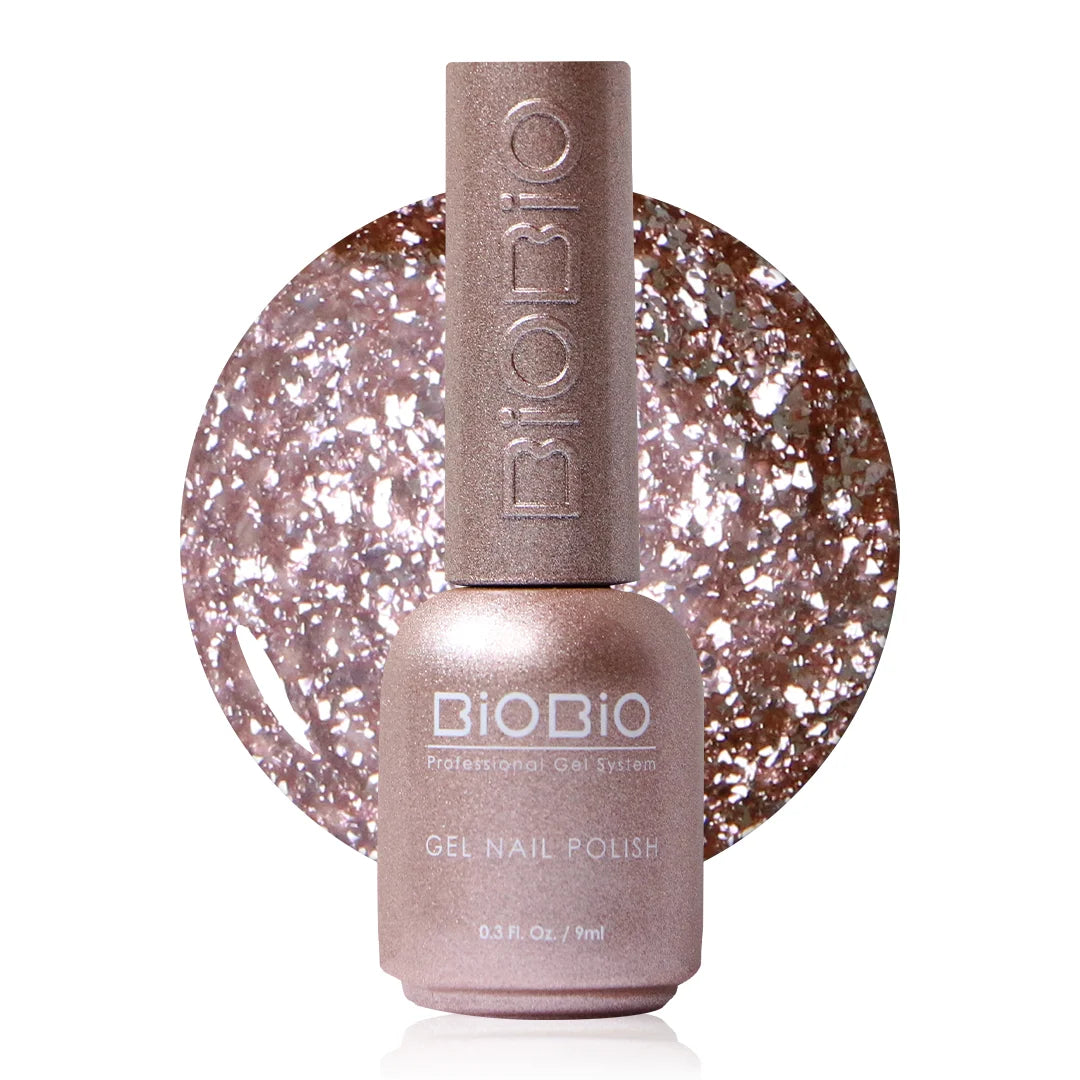 BioBio Glitter Nail Color Gel G124 Glitter Extream Rose 9ml